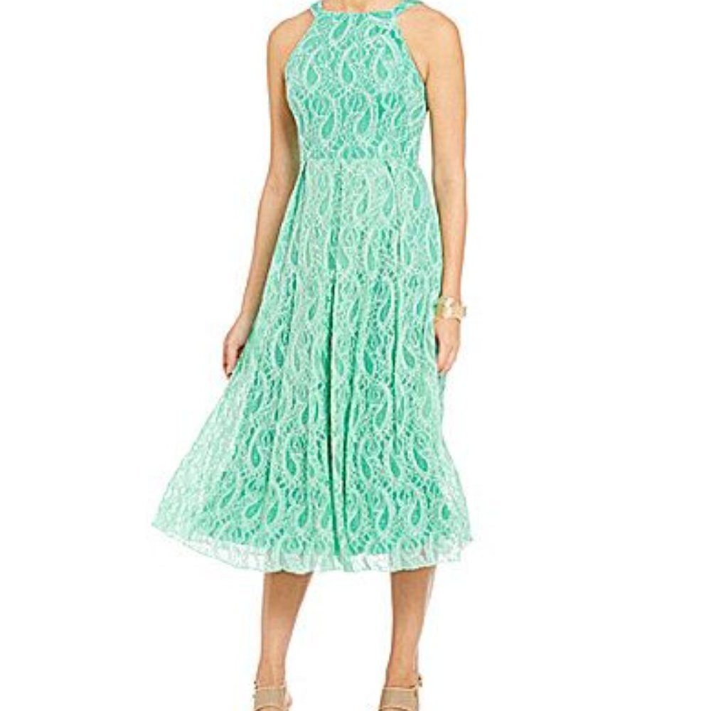 Eva Franco Lace Jane Midi Dress in Sea Foam NWT